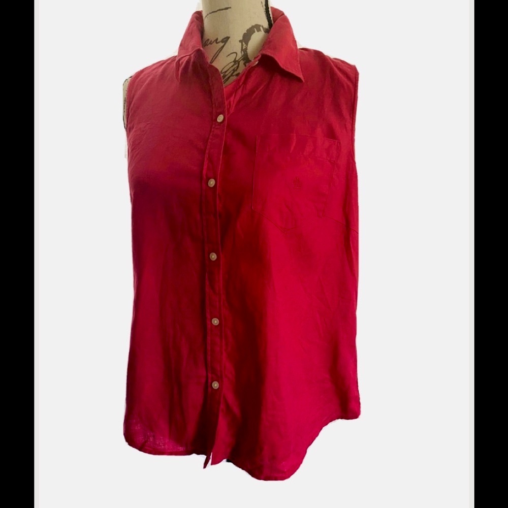 Lauren by Ralph Lauren 100% linen sleeveless shirt